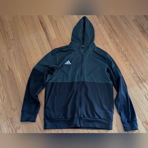 adidas Men’s Black & Dark Green Hooded Full-Zip Performance Jacket